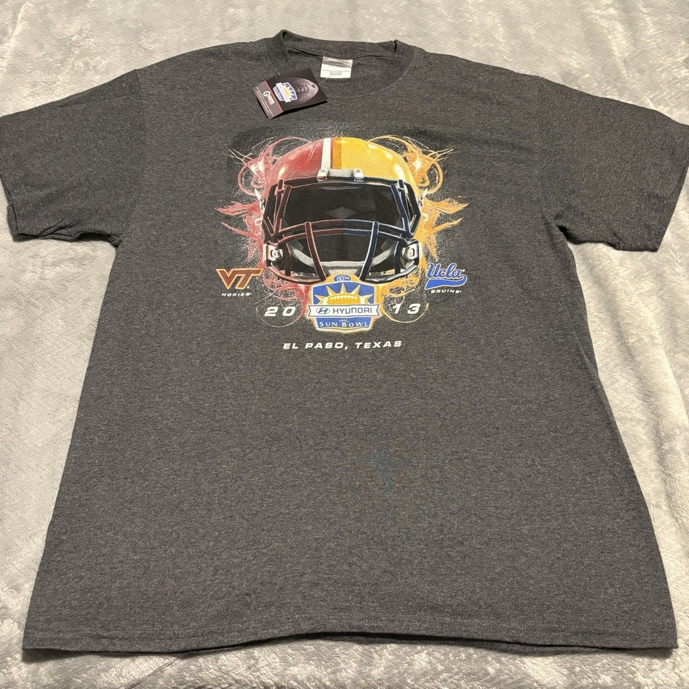 Hyundai Sun Bowl VT vs UCLA C Port & Company Football T Shirt Mens Size L Gray